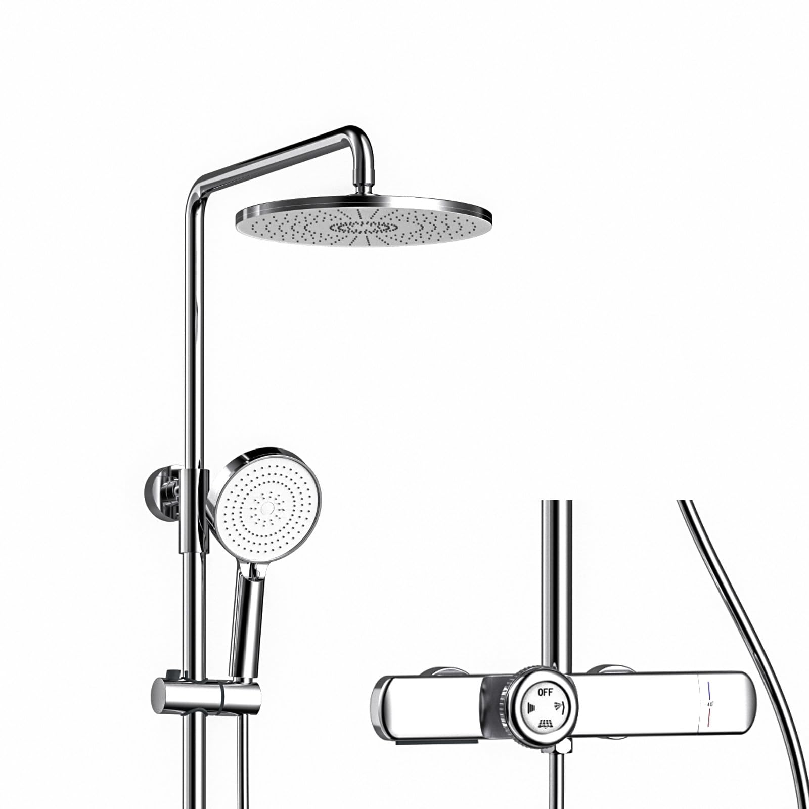 Robinet de douche thermostatique 10 pouces avec bec baignoire