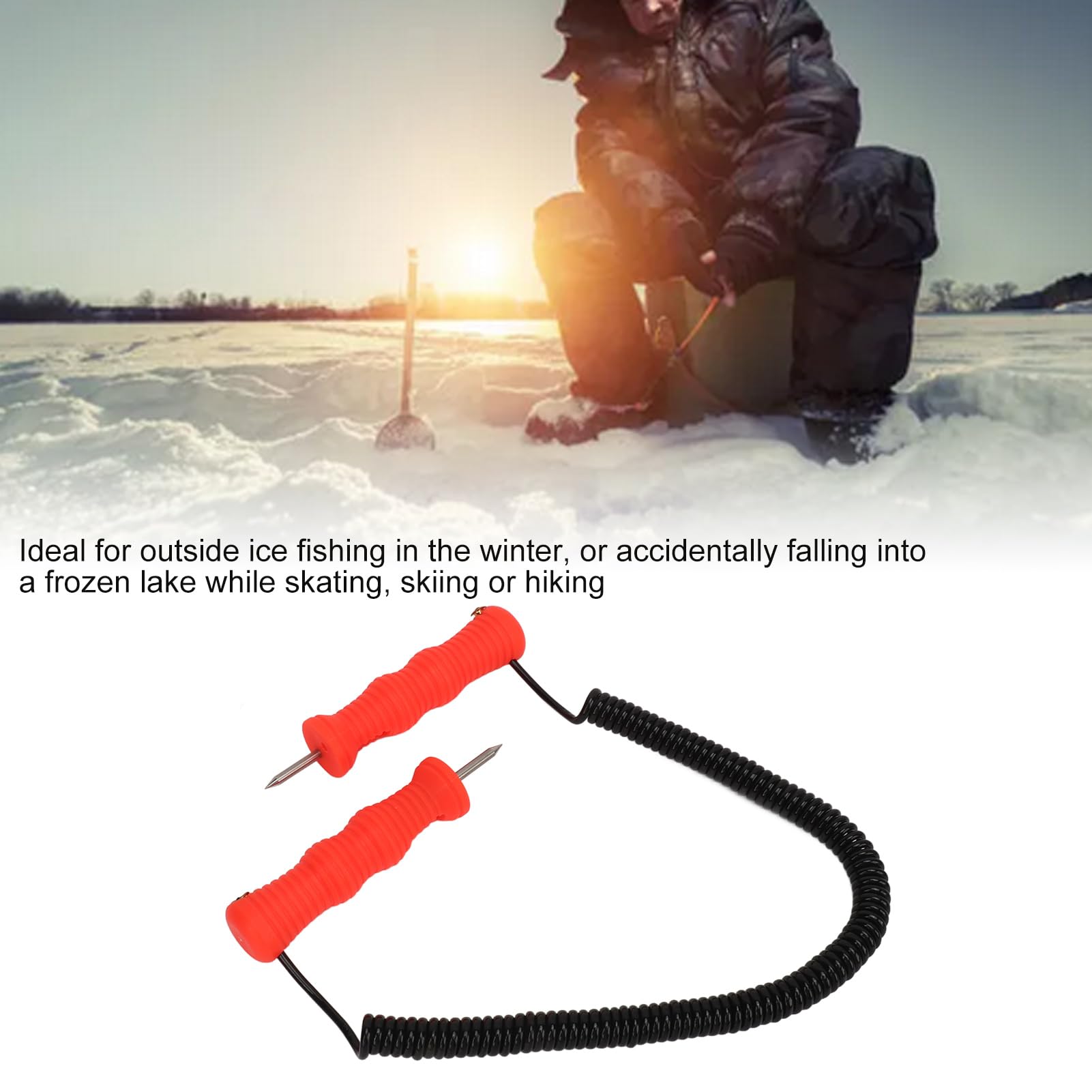 Piccozze Da Ghiaccio, Ergonomiche in Acciaio Inossidabile con Impugnatura Comfort, Attrezzatura Completa per Pattinaggio e Pesca Su Ghiaccio