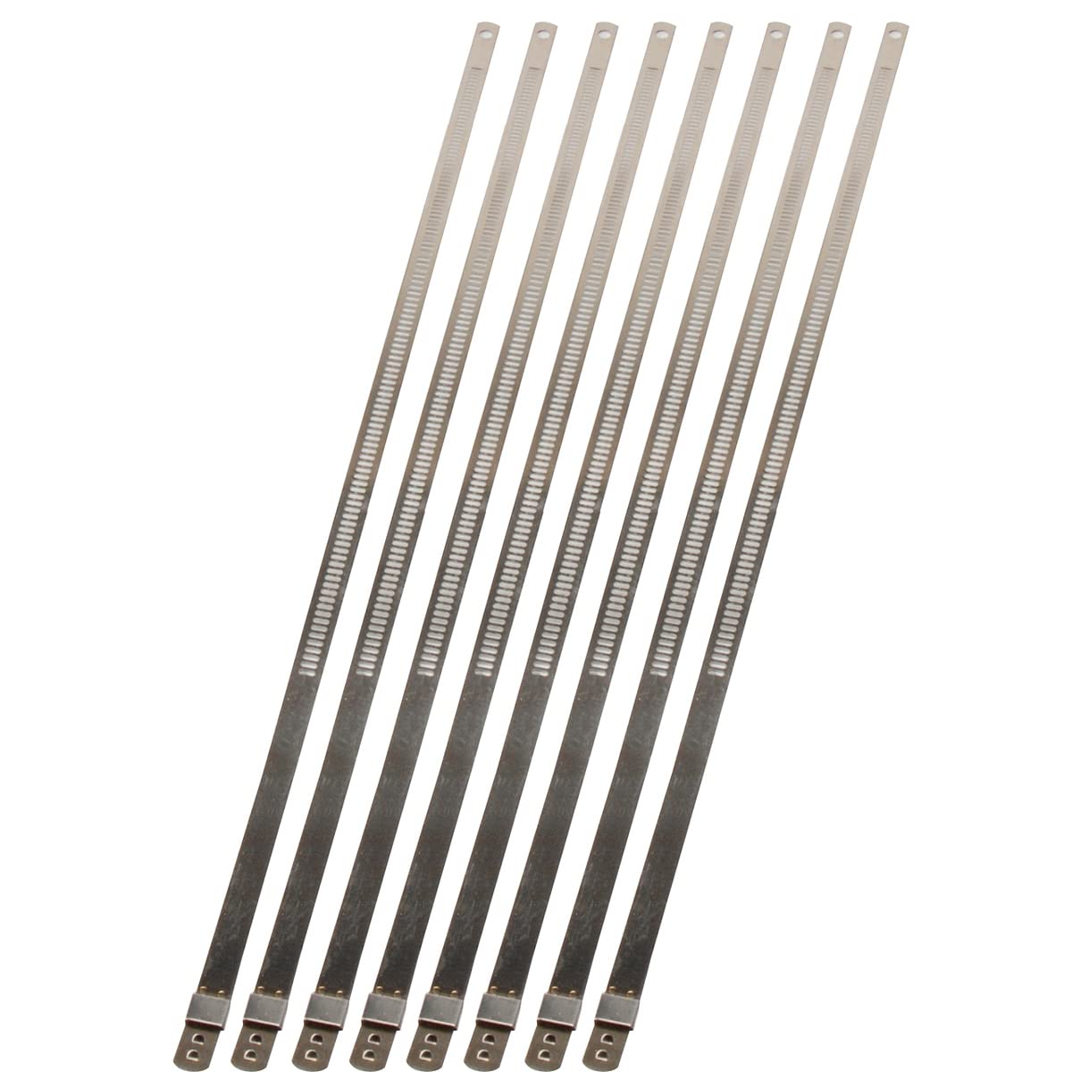 010208 Stainless Steel Positive Locking Ties for High Heat Applications, 7mm x 9" (Pack of 8)