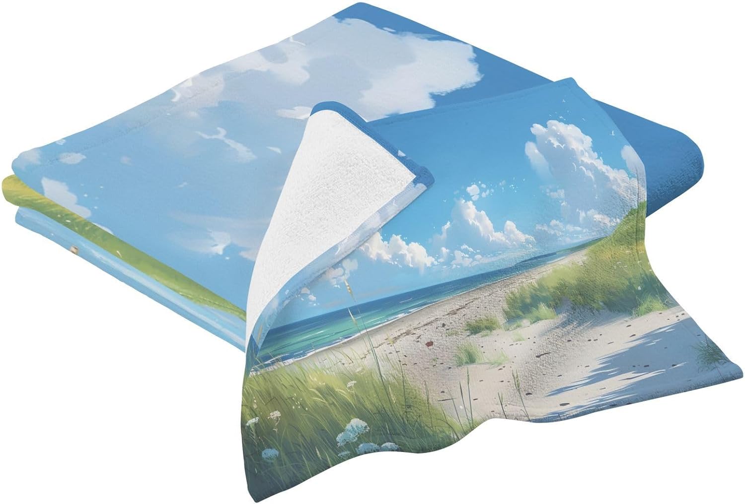 Hand Towels Premium Soft and Highly Absorbent Beach View 2 Pcs Towels for Bathroom Set 100% Cotton Decorative Face Towels