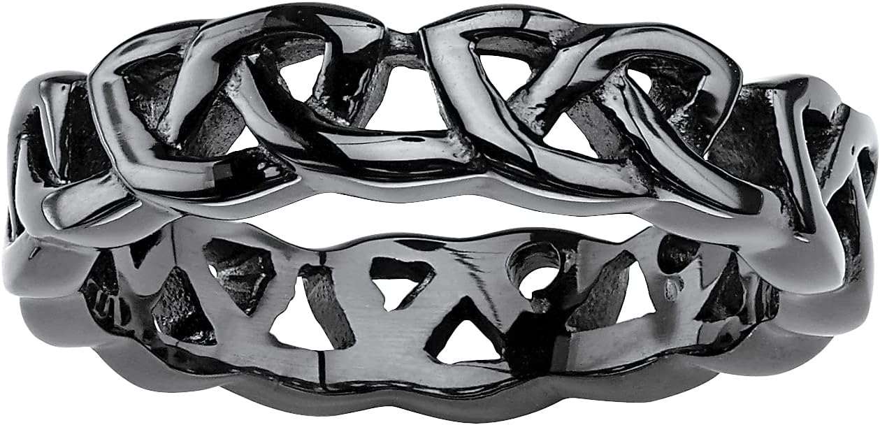 Palm Beach Jewelry PalmBeach Black Stainless Steel Barbed Wire Style Ring (5mm) Sizes 6-15