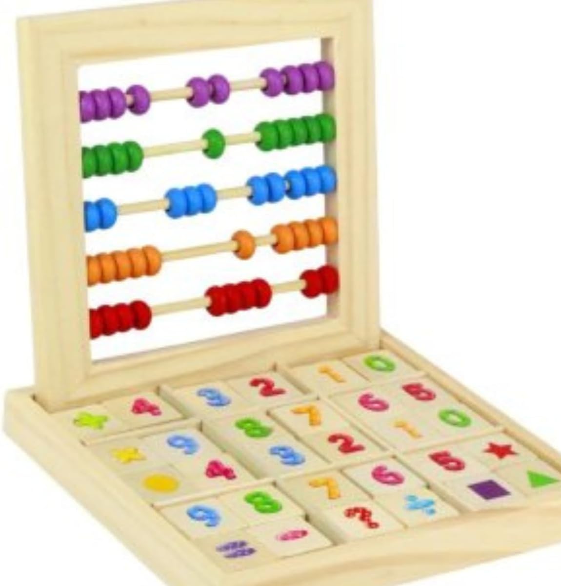 Ábaco Educativo Educativo Madeira Multicolorido Brinquedo 5 Hastes com Blocos Númericos Estudo Matemática Lúdico