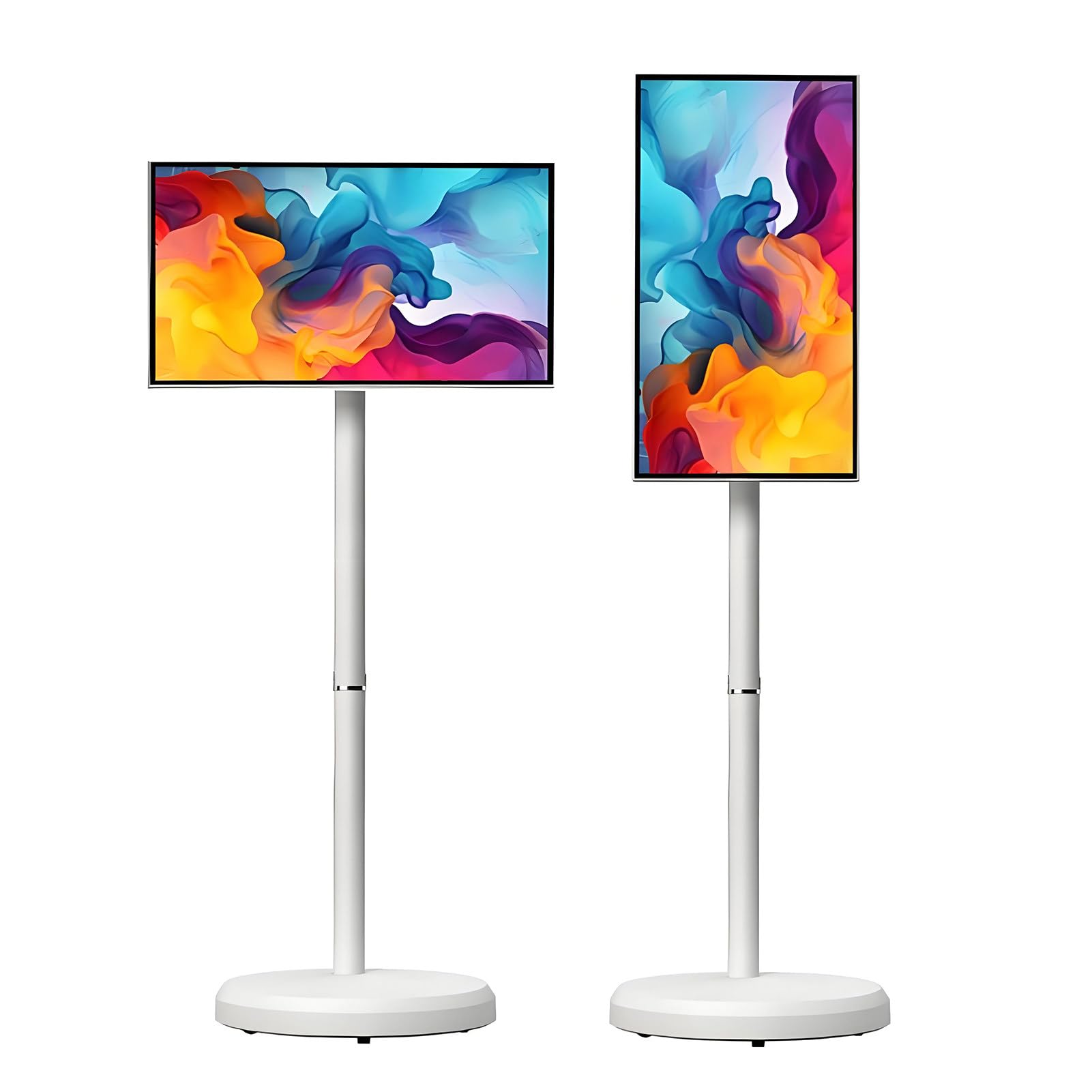 Monitor portatile touchscreen, 21,5 pollici Rolling TV con batteria da 6000 mAh, design mobile intelligente wireless, supporto su ruote, spazio di archiviazione da 128 GB