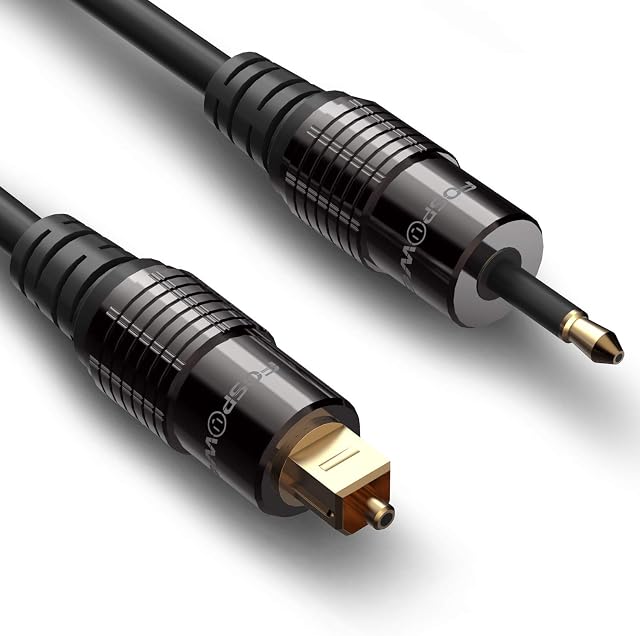 FosPower 3M Gold Plated Toslink to Mini Toslink Digital Optical S/PDIF Audio Cable with Metal Connectors & Strain-Relief PVC Jacket