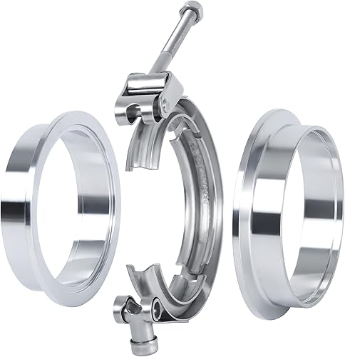 Vitonsbay Acoplamiento de abrazadera de banda V de liberación rápida de 4.5 pulgadas con brida macho hembra acero inoxidable (1 unidad)