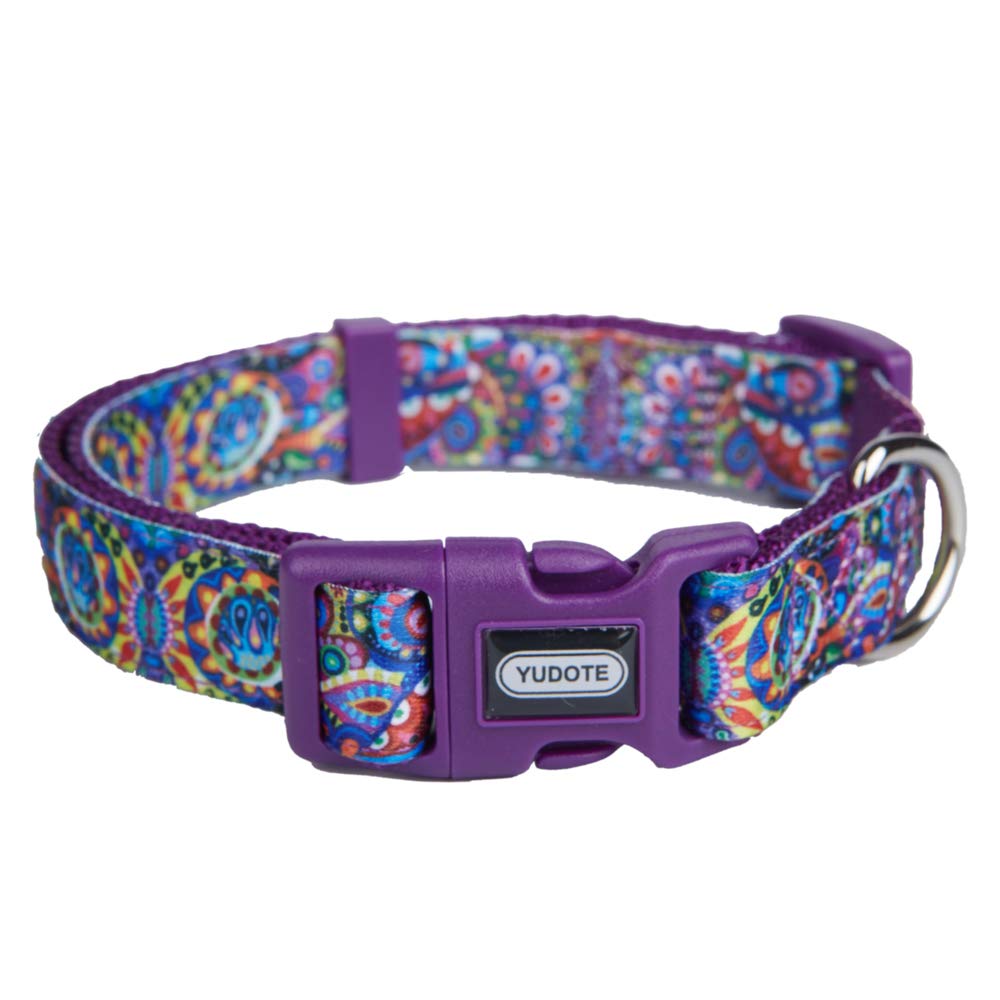 YUDOTE8 Patterns Dog Collars, Floral Scent Adjustable Collars for Small Medium Large Dogs Small(Neck 10"-15") Purple SUMMER-CO-PE-S