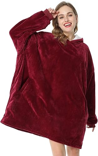 Vista 147 de LetsFunny Manta con capucha, manta de forro polar Sherpa de gran tamaño, súper suave, cálida y acogedora con bolsillo gigante, para mujeres, Aguacate