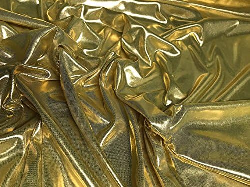 1 metre - Gold - Stretch Foil Lame Jersey Fabric Metallic Material Costume Dancewear Spandex Lamee Shiny Wedding Decorations Crafts Dressmaking 150cm Width