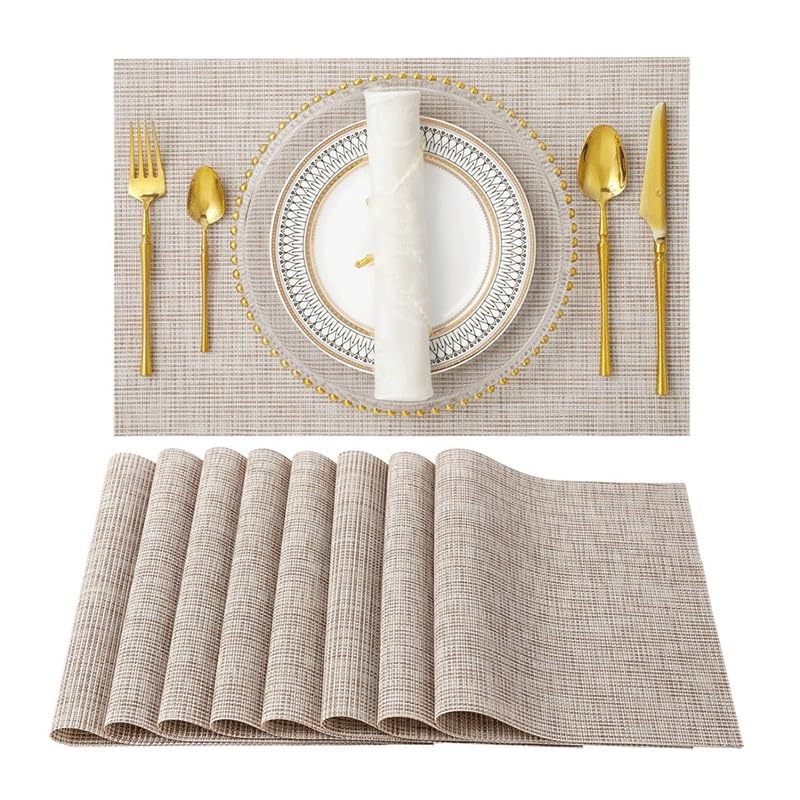 Sets de table nordiques en vinyle tissé antidérapants pour cuisine (Lot de 8)