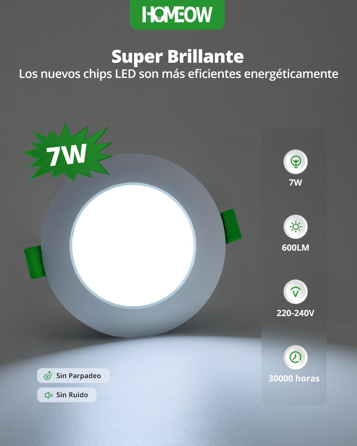 HOMEOW Pack 20 Downlight LED Techo Empotrable Regulable, 7W 220V Focos Empotrable LED Interior 3CCT Temperatura de Color Regulable, IP44 Ojos de Buey para Baño