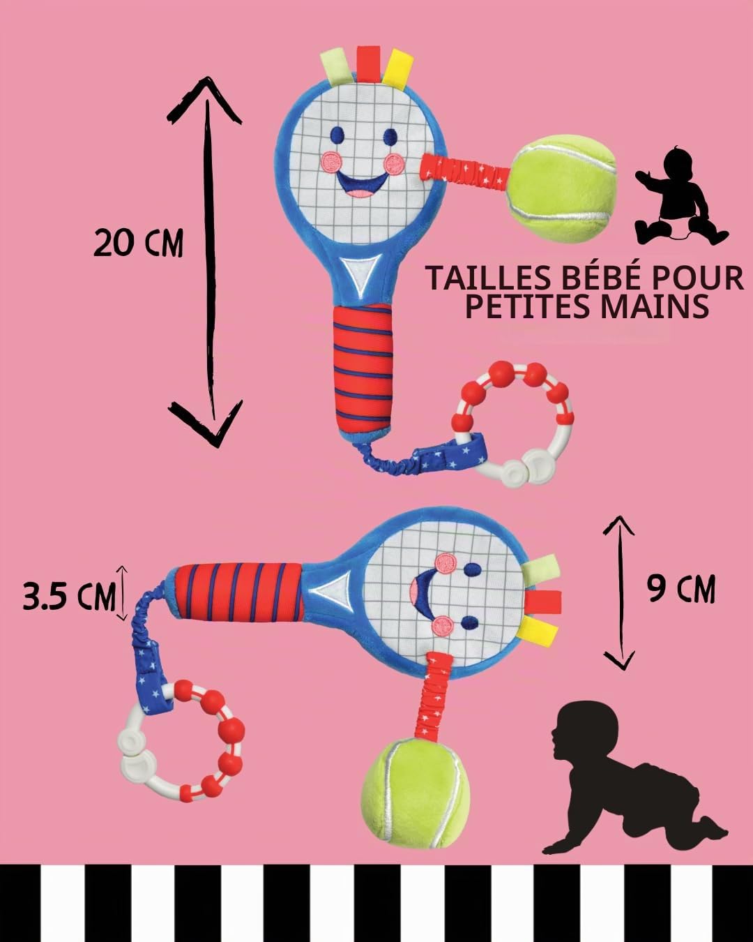 Little Sport Star Raquette de tennis pour bébé, jouet de sport sensoriel pour bébés et tout-petits, cadeau pour nouveau-né et bébé, jouet original British Sports pour bébé, première raquette de tennis