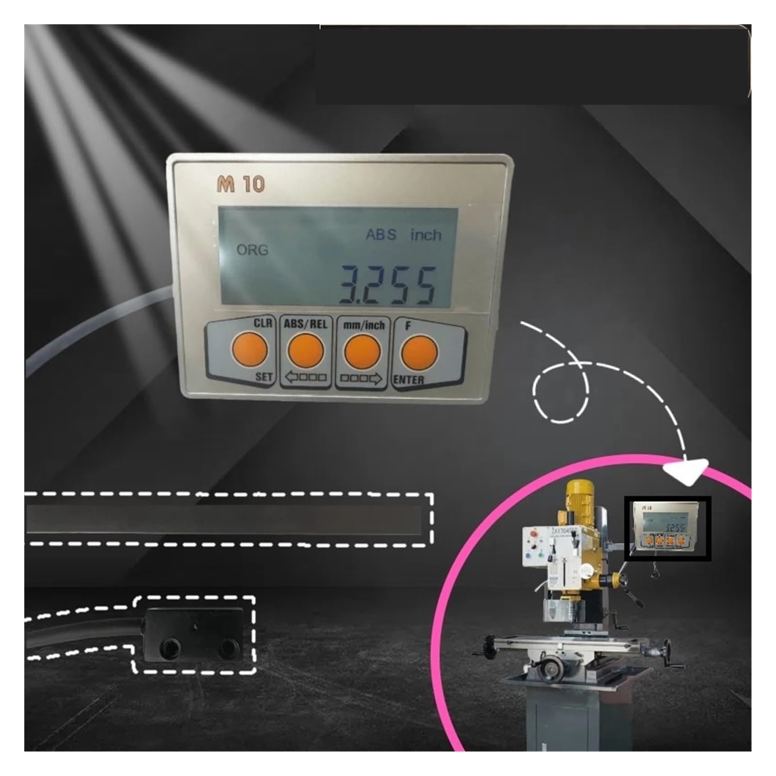 Escalas de codificador lineal, Regla De Rejilla Magnética LCD DRO Set Pantalla Lectura Digital M10 Sensor Visualización Codificador Lineal(M10-7000mm)