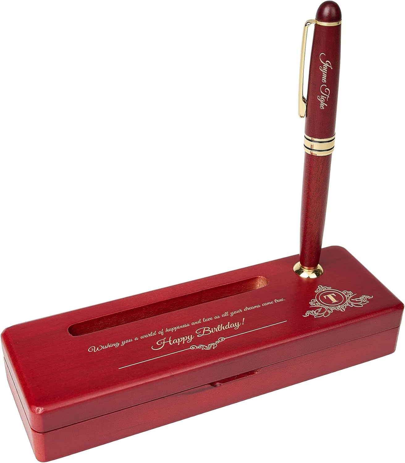 Custom Engraved Wood Pen Set, Executive Pen and Box With Free Personalization, Rosewood Ballpoint Pen With Case For Gift