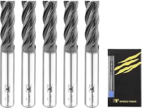 SPEED TIGER Micrograin Carbide Square End Mill - 4 Flute - ISE1/4 4T (5 Pieces, 1/4") - for Milling Alloy Steels, Hardened Steel, Metal & More – Mill Bits Sets for DIYers & Professionals