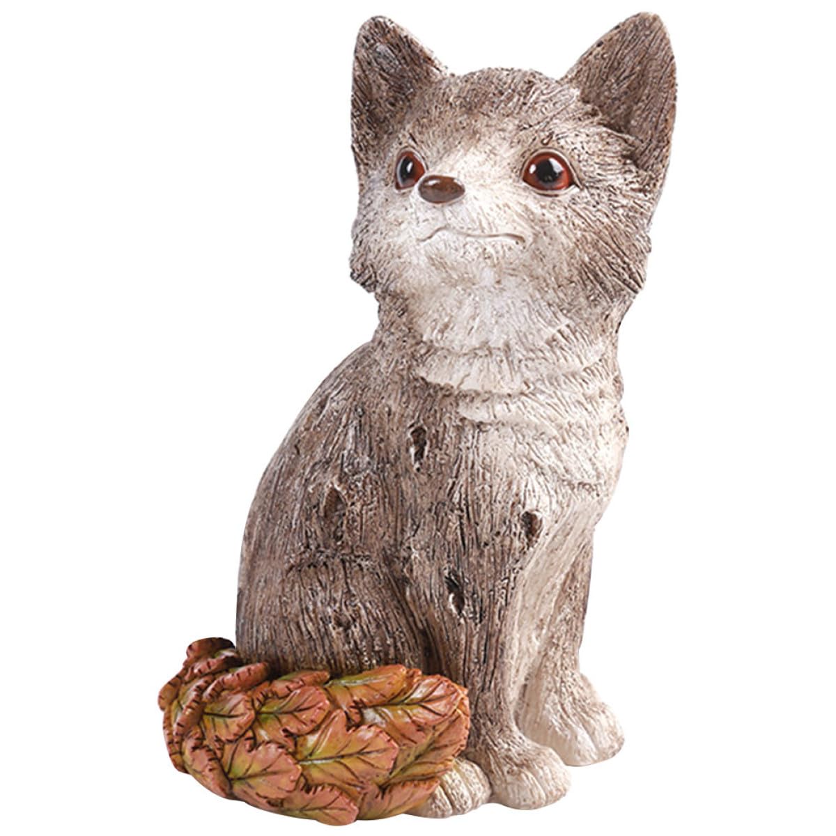 Abaodam Gartenfigur Fuchs aus Kunstharz Wetterfest und Detailgetreu Lebensechte Gartendekoration für Garten und Hof Natürliche Farbunterschiede und Langlebiges Material