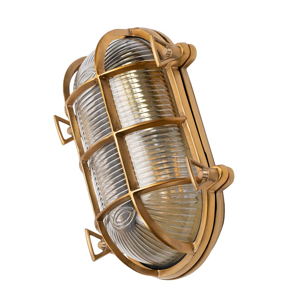 Flaxman Lacquered Solid Brass IP66 Bulkhead Outdoor & Bathroom Wall Light