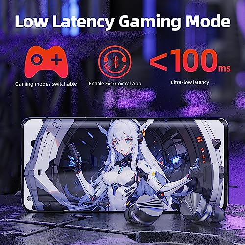 Image of FiiO FW3 True Wireless Earbud, Bluetooth 5.2 LDAC /aptX Adaptive, 10mm Drivers with Big Bass, App for Custom EQ, 21H Playtime (Grey)