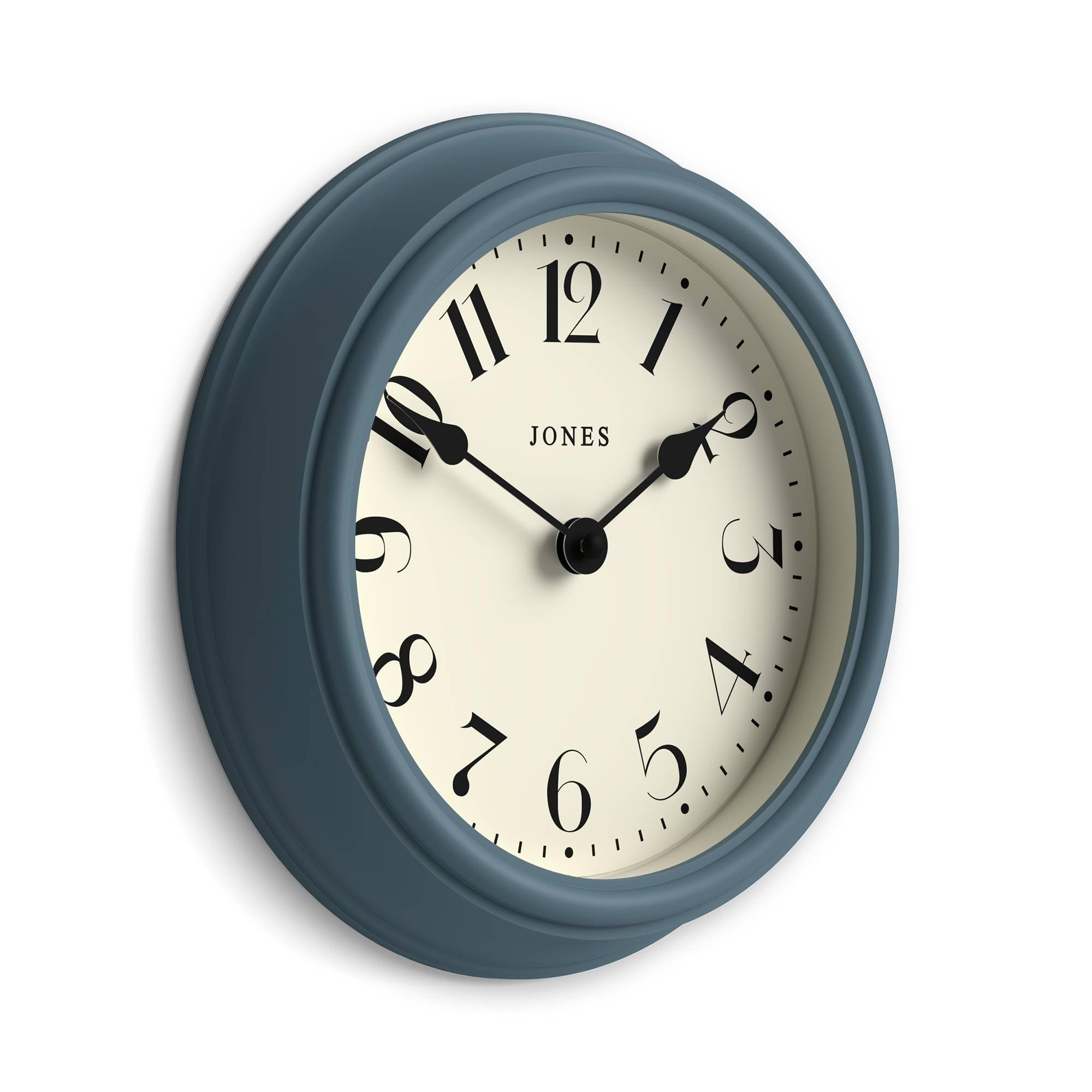 JONES CLOCKS® Frieze Reloj de Pared | Pequeño y Elegante Reloj Redondo clásico | 23cm | Barco Viejo Azul | Diseño Bonito Ideal para la Cocina, el salón, el Dormitorio, Espacios Grandes o pequeños
