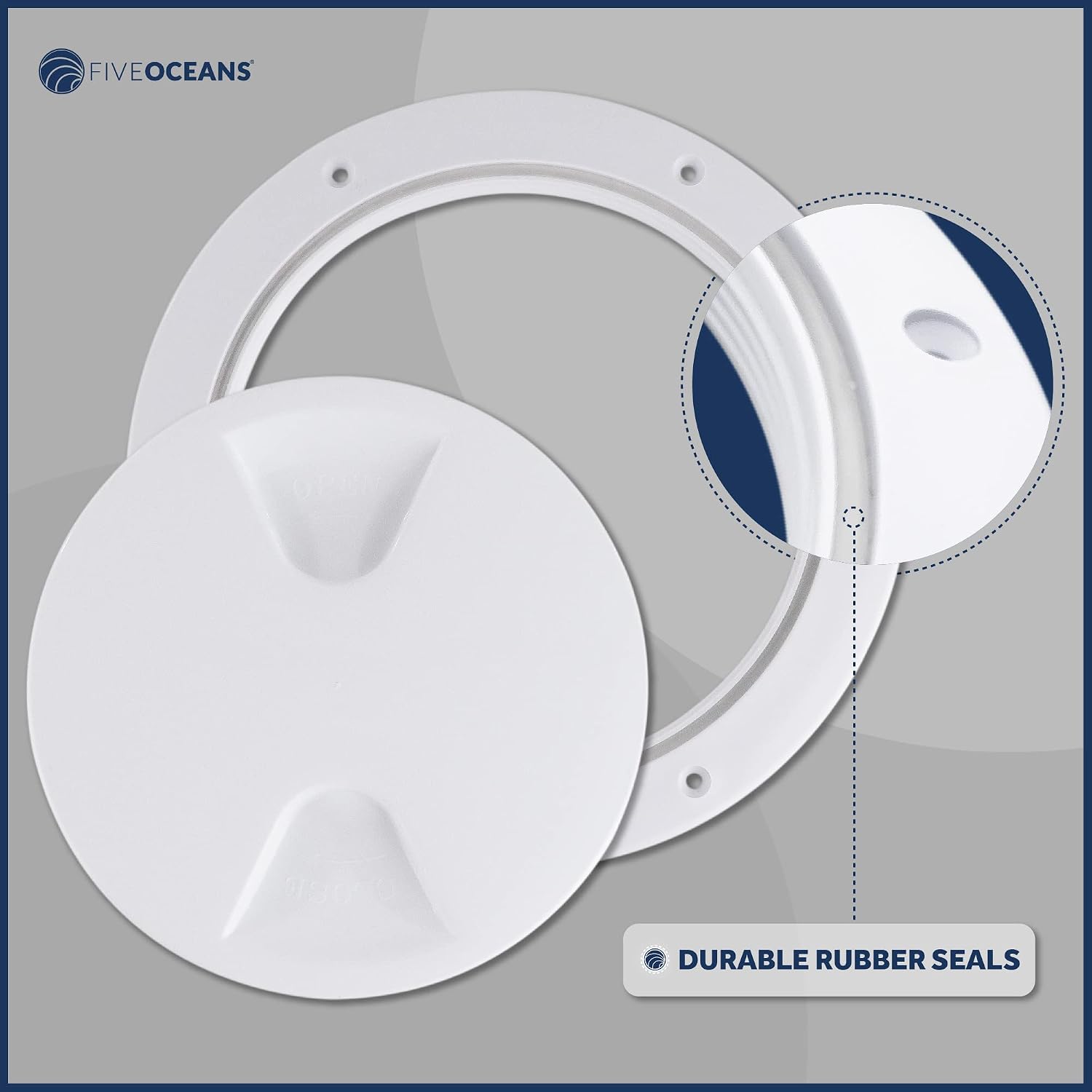 Five Oceans Boat Hatch, Marine Access Hatch, Round Inspection Deck Plate Hatch with Detachable Cover, UV Resistant ABS White Plastic, 4", 5", 6", 8" Multiple Sizes