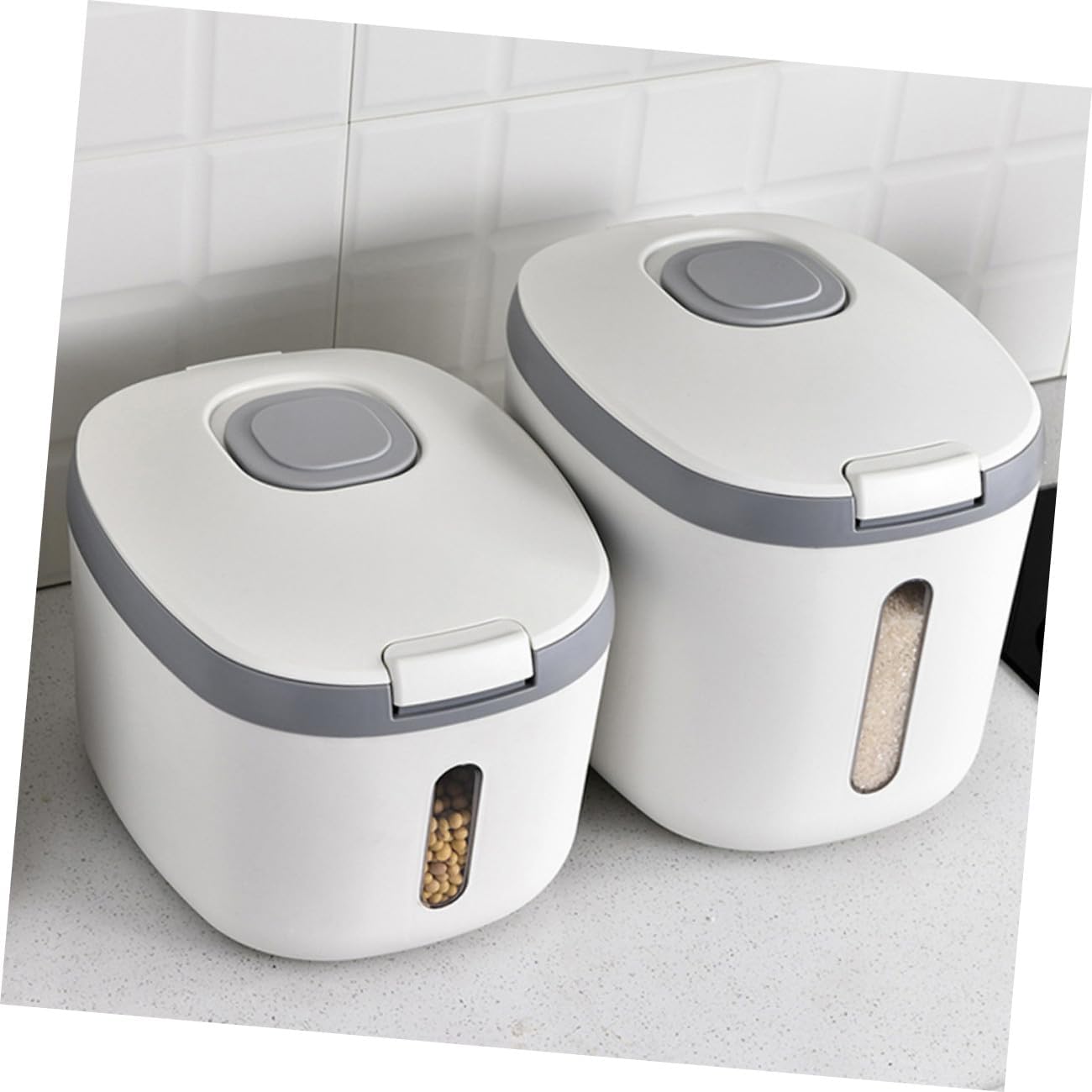 Kitchen Sealed Rice Storage Container 20l Gray with Airtight Lid Moisture-proof Food Storage Box for Household Kitchen Use