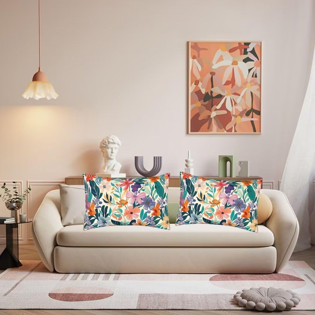 Outdoor Pillows Colorful Pillow Covers 20x28 Set of 2 Throw Pillow Covers, Summer Throw Pillows Outdoor Pillow, Lumbar Pillows Cushion Covers Decorative Pillow Covers for Garden Patio Furniture J186