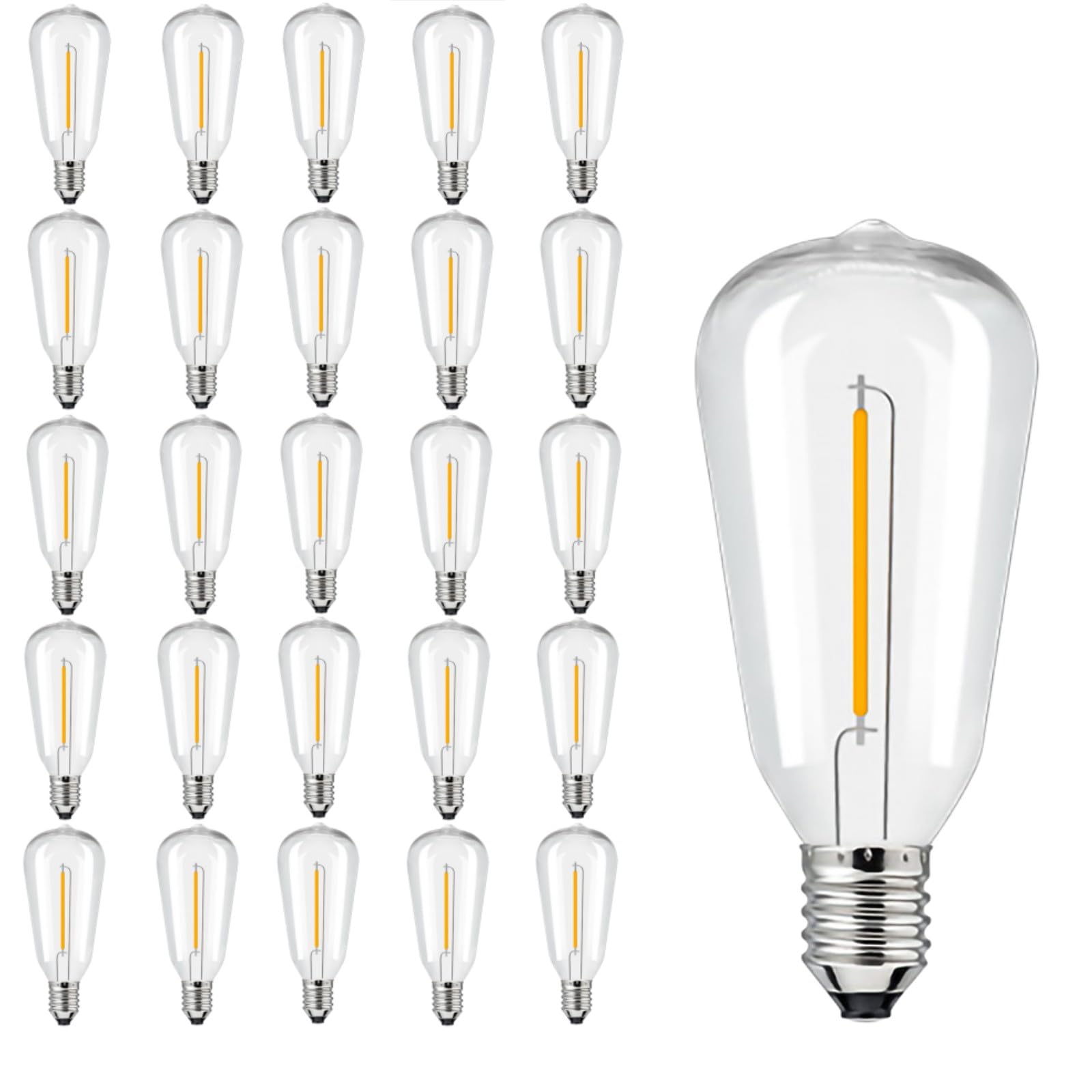 LED Replacement Light Bulb,Dimmable Edison Light Bulb Warm White 0.6 watt G40/E12 Screw Base,ST38 LED Shatterproof Bulbs for Indoor/Outdoor Courtyard String Lights, Pack of 25