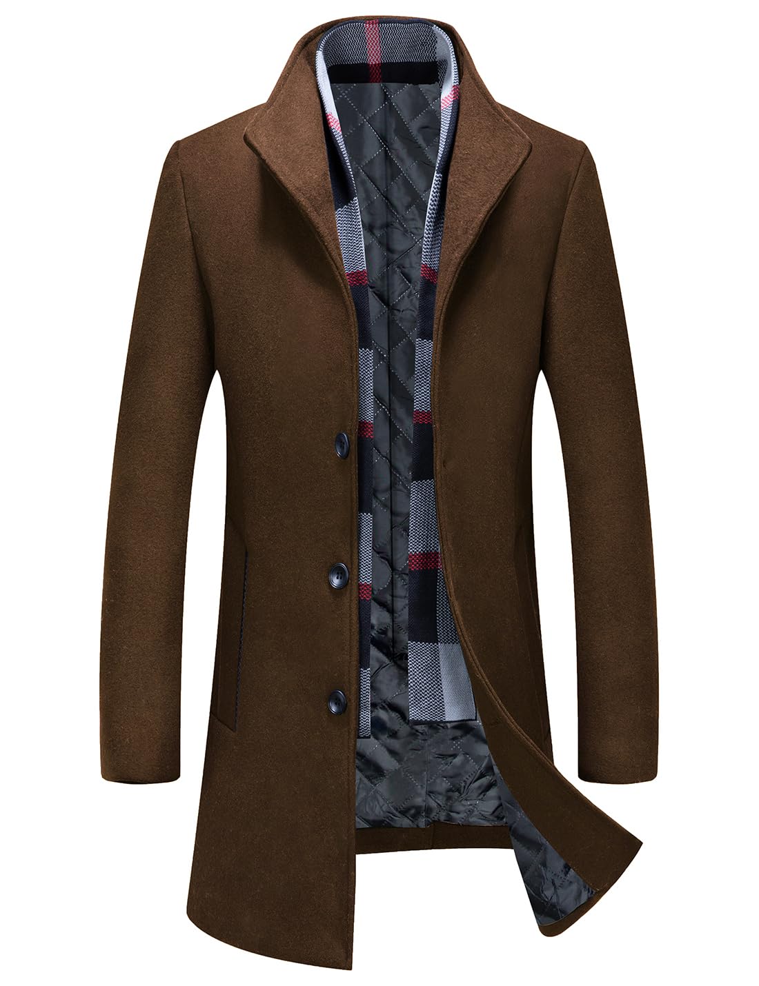 Mens Trench Coat Winter Wool Blend jacket Overcoat long Top Coat Warm Pea Coat, 1911-camel, Large-image-28