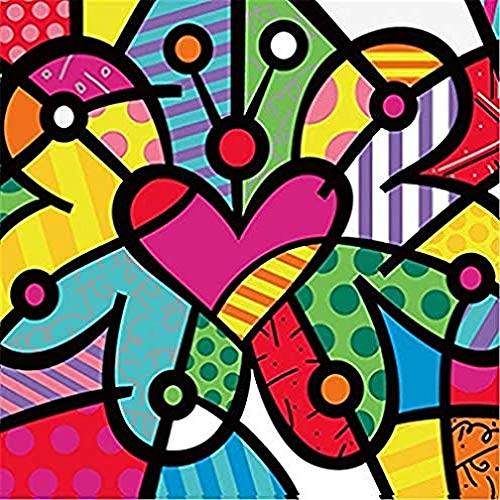clockfc Paint by Numbers Abstract Colorful Butterfly Love Lienzo de Lino - DIY Digital Painting & nbsp; 40x50cm (con Marco)