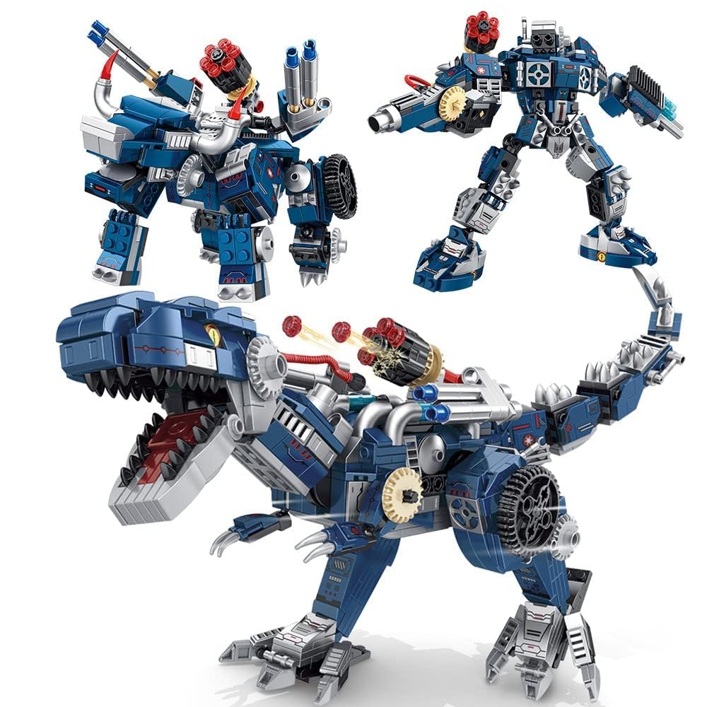 KASTWAVERiceBlock Transformed Dinosaur Building Blocks Set, 3-in-1 Tyrannosaurus Rex Construction Model, STEM Construction Toys for Boys Ages 7-14, 811 Pieces