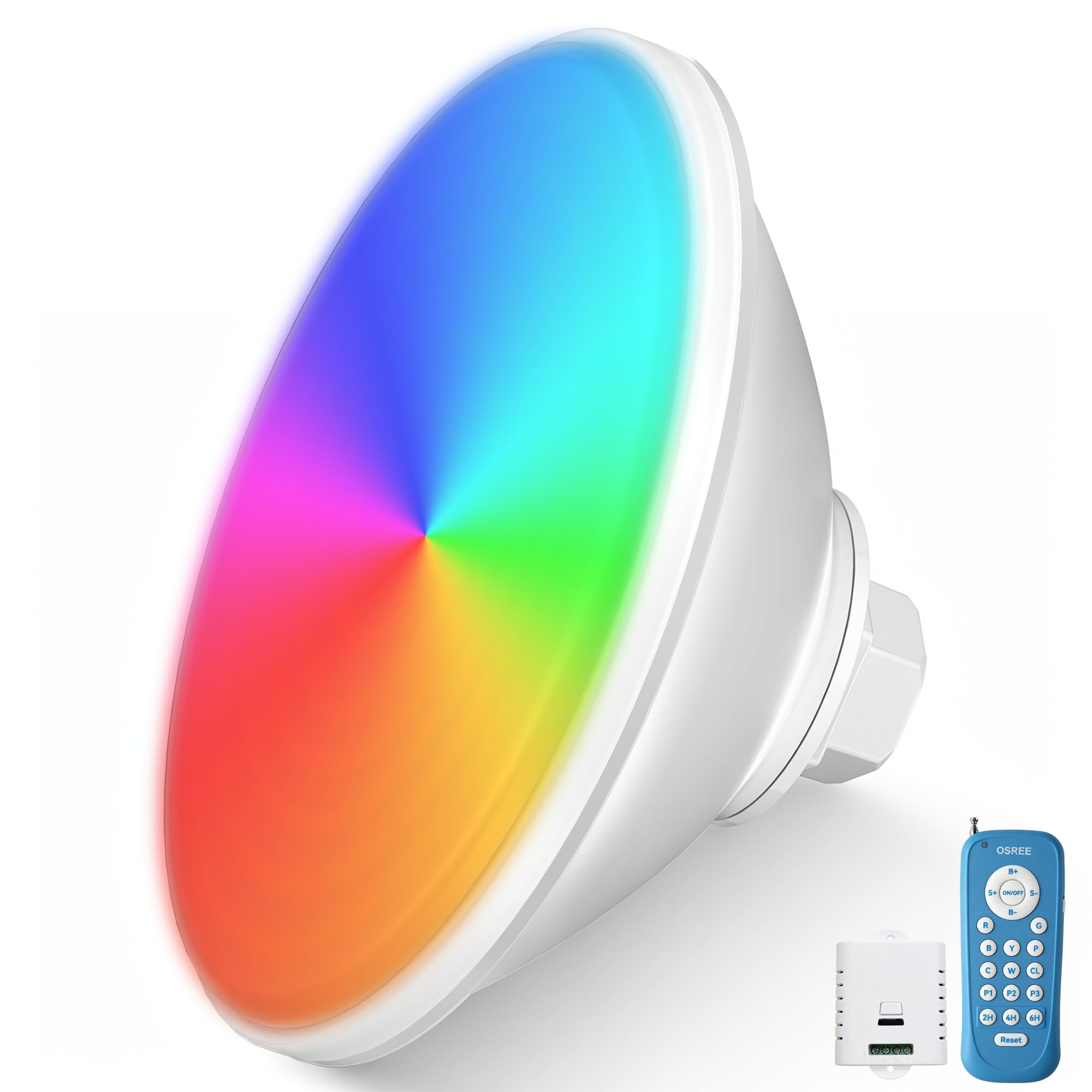 LED Poolbeleuchtung PAR56, 30W Harz Gefüllt Unterwasserscheinwerfer RGB Mehrfar Dimmbar mit Fernbedienung, 1200lm, 2/4/6H Timer, IP68 Wasserdichte Schwimmbadlampe Einbauniesche, 12V AC