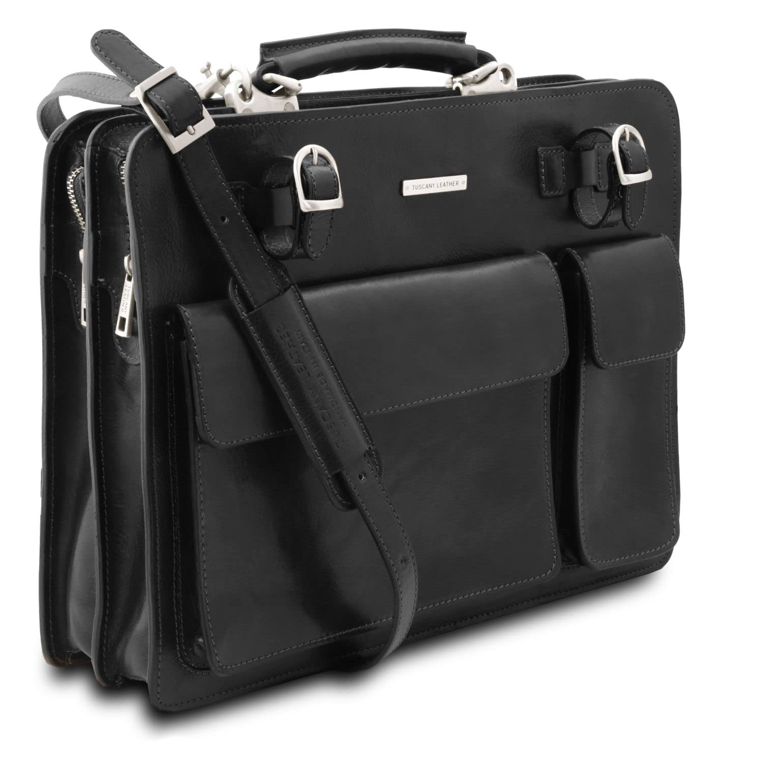 Tuscany Leather Venezia Porta Folios en Piel con 2 Compartimentos y Cierre de Cremallera
