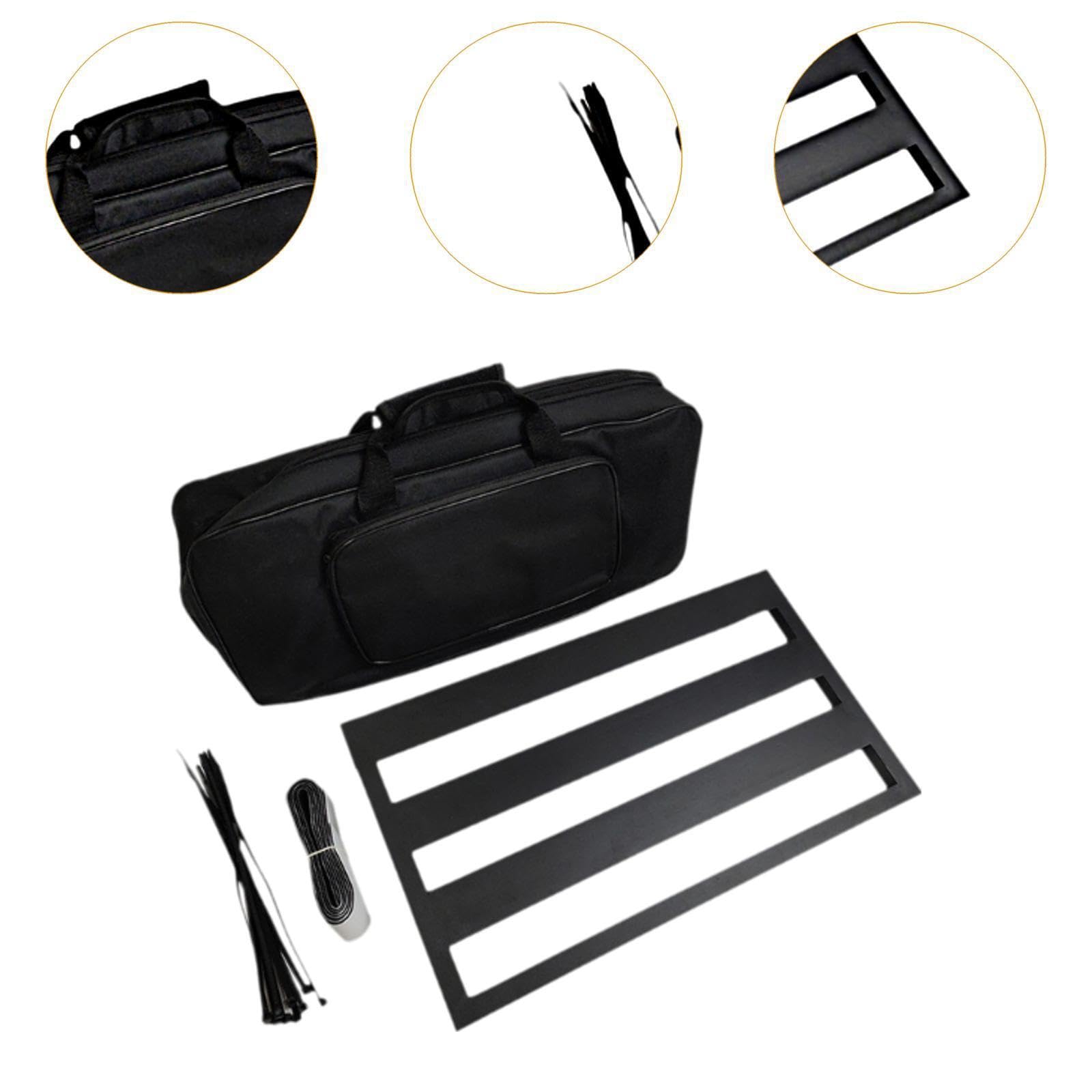 Effektpedalboard aus Aluminiumlegierung mit Tragetasche, Schwarz, L | Gitarrenauftritte und übungen