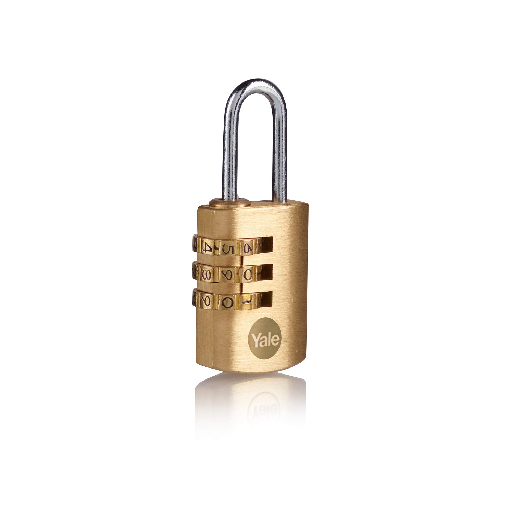 Brass Combination Padlock, 22 mm, Single Locking, 3 Digit Combination, Steel Shackle, Suitable for Indoor Use, Corrosion Resistance, Y150B/22/120/1