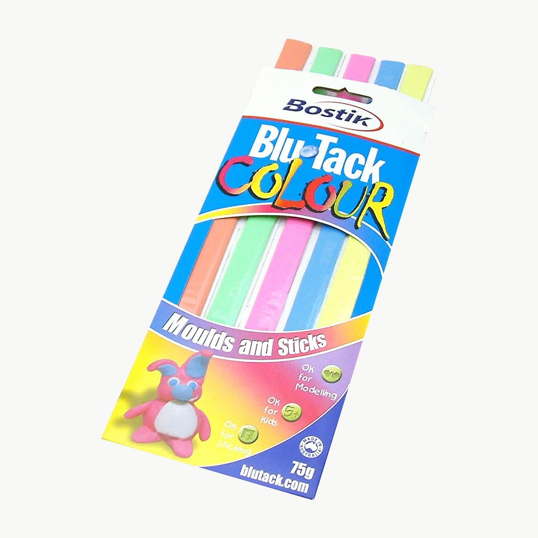 Bostik BluTack Reusable Adhesive 75g, 5 strips orange