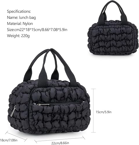 Miniatura 3 de MOV COMPRA Bolsa de almuerzo para mujer, bolsas de almuerzo aisladas, lonchera bolsa enfriadora (negro)