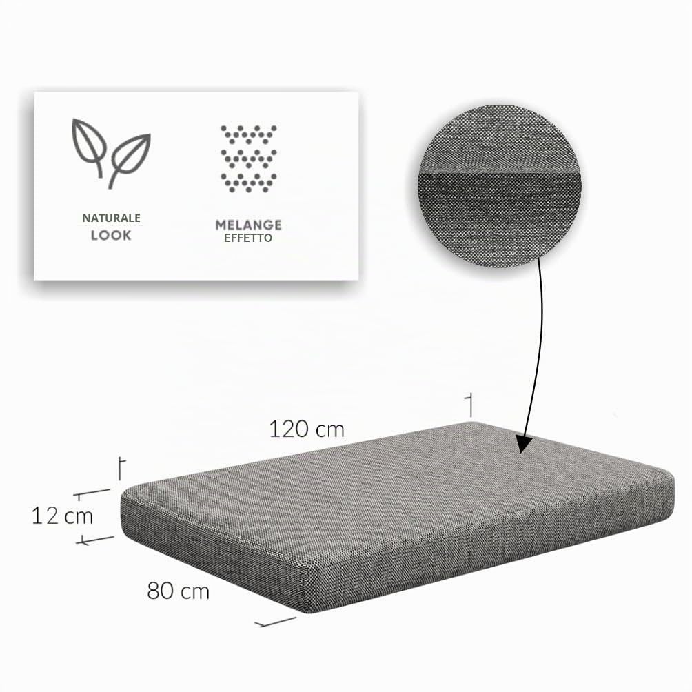 Gutekissen, cuscini in pallet, cuscini in pallet, cuscini da giardino, sovrapposizioni in pallet, divano, cuscini, imbottiture Indoor Outdoor PFBG (Set (120x80 + 120x35), Grigio scuro)