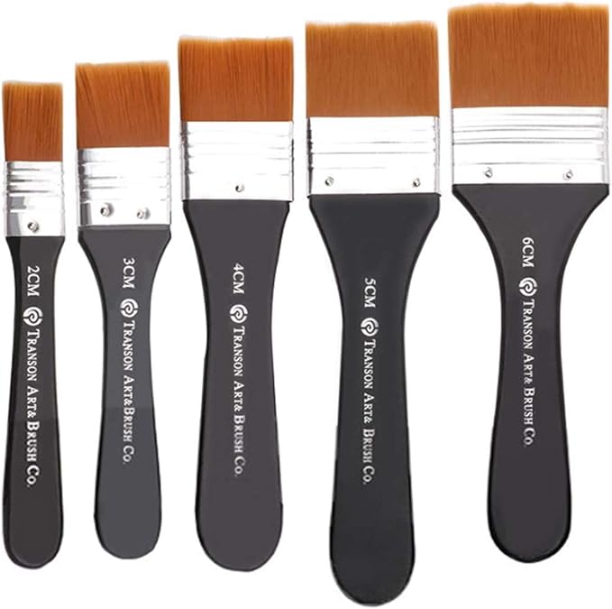 Paint Brushes Set, DELFINO 5 Piece Flat Brush Set, MultiPurpose