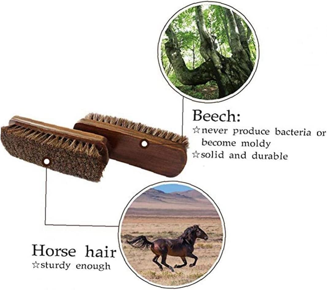 1 Cepillo de Limpieza de Cuero y Textiles Cepillo de Brillo de Zapatos de Pelo de Caballo Natural for Botas de Zapatos de Cuero Cepillo de 8 Pulgadas
