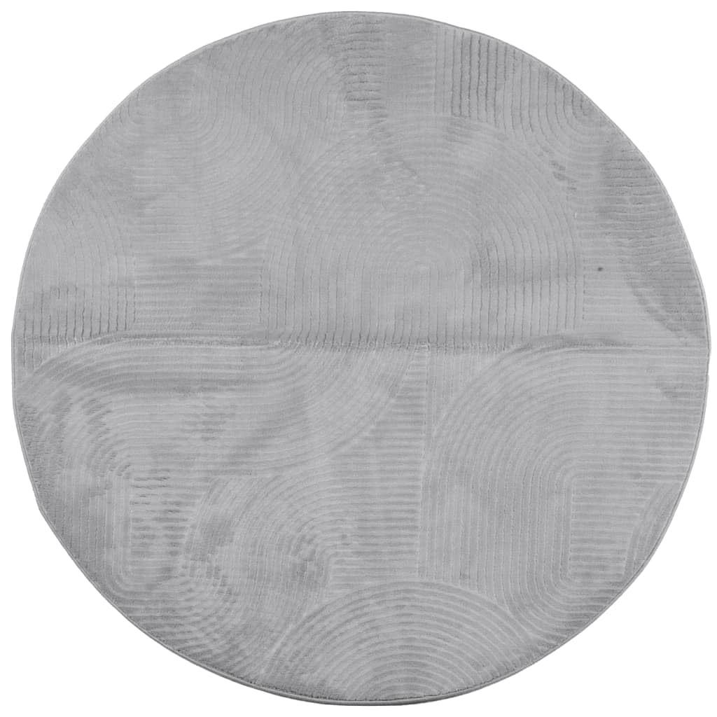 Tapis Rond Salon Poils Courts Style Scandinave IZA, Tapis de Chambre Moderne en Polyester avec Motif Géométrique Relief 3D, Déco Intérieure pour Couloir, Ø 80 cm, Gris