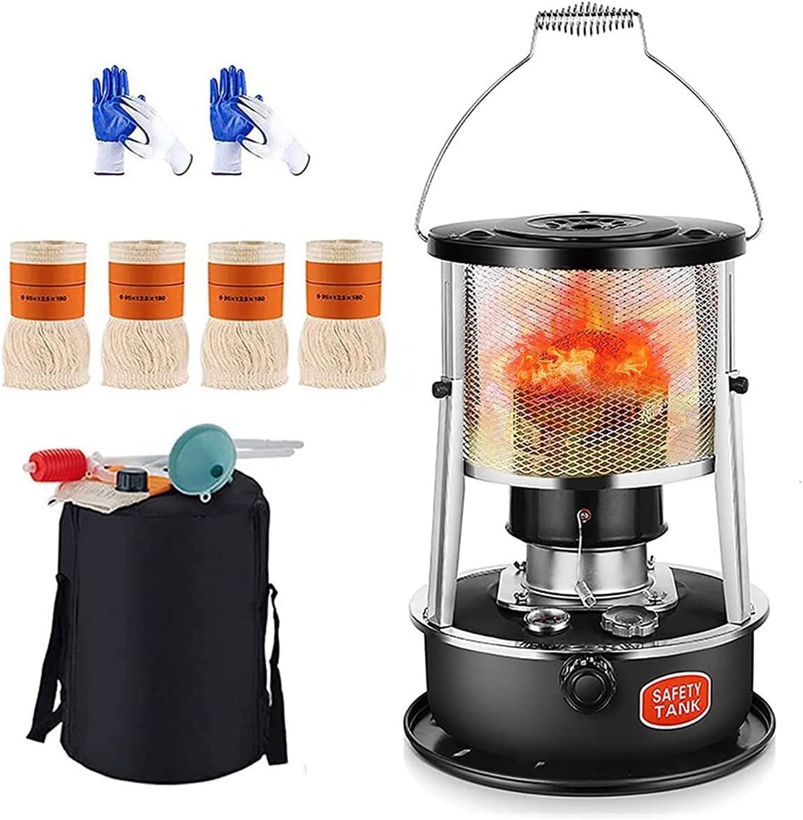 Riscaldatore a cherosene, in acciaio inox, 4,5 l, portatile, per interni ed esterni, per campeggio, riscaldamento a convezione per terrazza e patio