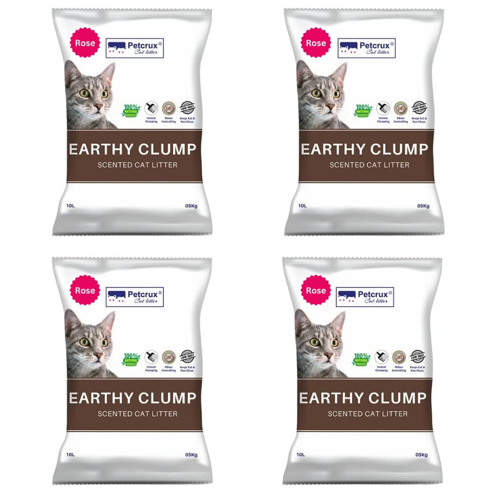 PetCrux Earthy Clump Scented Cat Litter Sand, Rose Fragrance, Natural Bentonite Clay, Superior Odour Control, Dust Free Scoopable, Keeps Cats and Pets Clean, 5kg (Pack of 4) Total 20kg (B0CT5X4N9H) Amazon Price History, Amazon Price Tracker