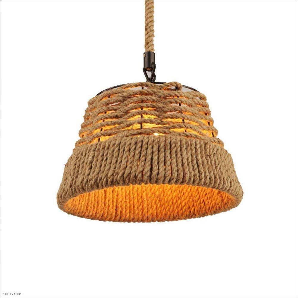 ZHANGBDChandelier Creative Hemp Rope Hot Pot Restaurant Tea House Chandelier Industrial Wind Home Single Head Retro Industrial Retro Style Restaurant Bar Cafe Iron Lighting