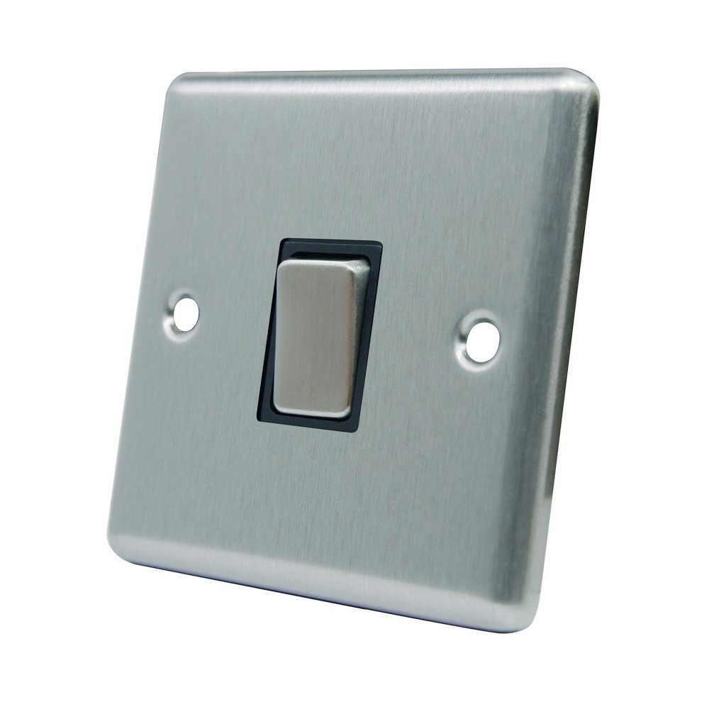 Alliance Electrical Silver Aet Csc1gswibsi 10 A 1-Gang Satin Finish Chrome Classical Single Intermediate Black Insert Metal Rocker Light Switch