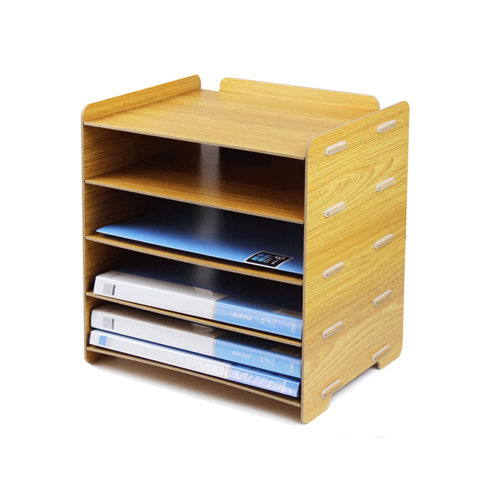 ASerZenith Multi-layer Magazine File Rack, Wooden Document Storage Box, Office Desktop Classification Box, File Organizer
