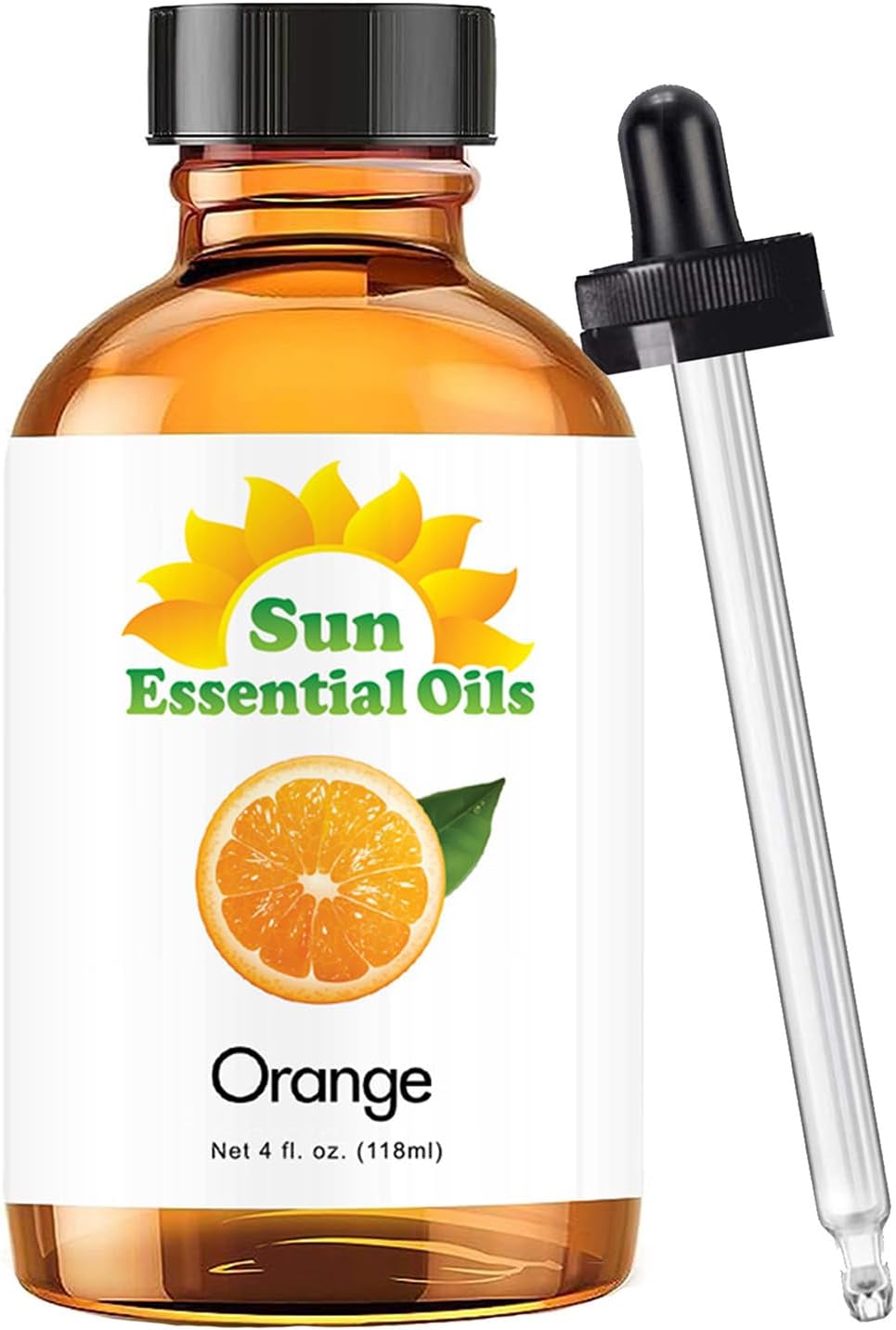 Sweet Orange Essential Oil 4 oz with Dropper for Diffusers, Hair, Skin Care, Aromatherapy Massage, Candle, Soap, Lotion & Cleaning Products Making, Citrus Scent for Home