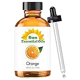 Sun Essential Oils - Sweet Orange Essential Oil 4 oz with Dropper for Diffusers, Hair, Skin Care, Aromatherapy Massage, Candle, Soap, Lotion & Cleaning Products Making, Citrus Scent for Home Orange 4 Fl Oz (Pack of 1)