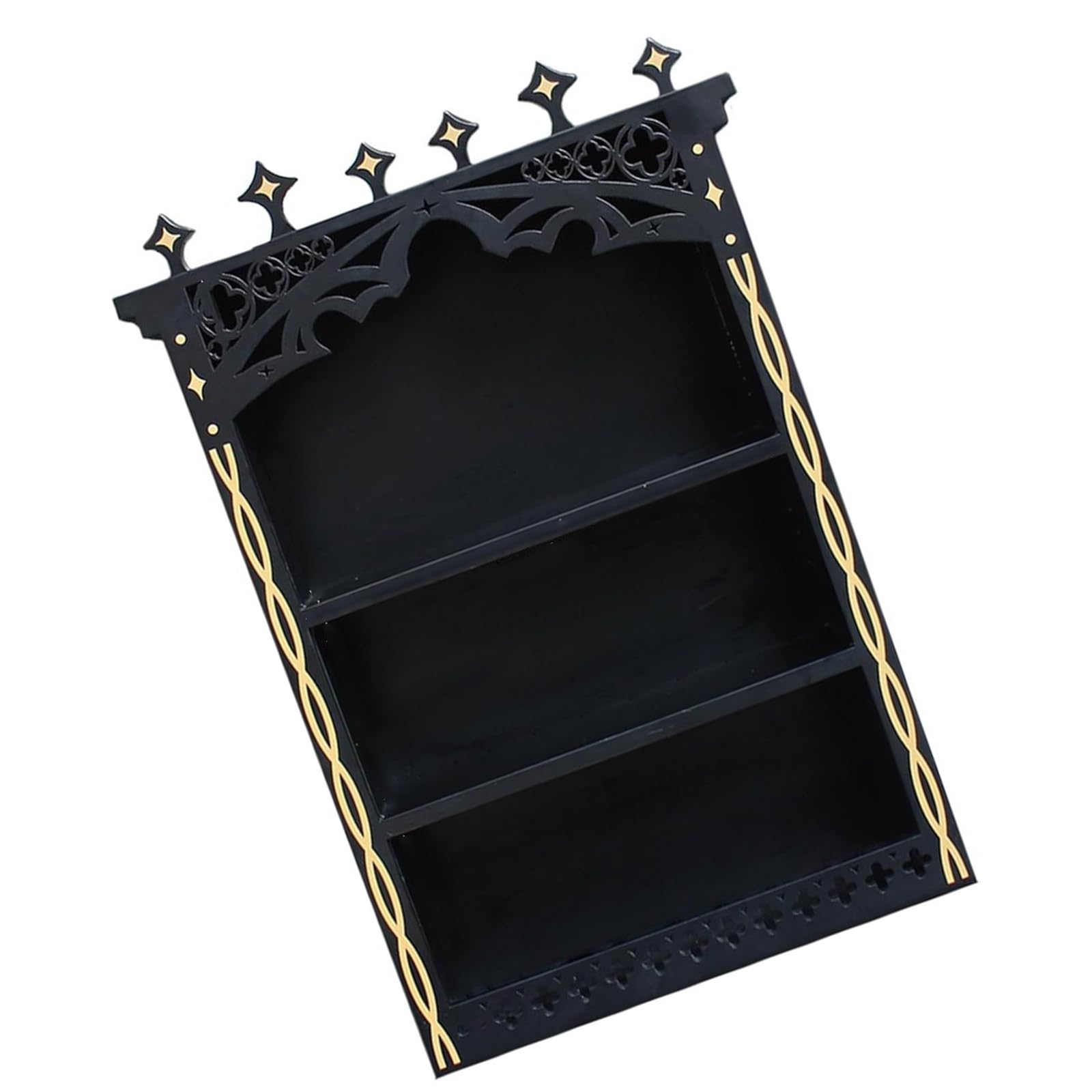 Tsophreniq Large Floating Crystal Shelf for Wall, Wooden Rock Storage Organizers, Gothics Spiritual Stone Rock Storage Holders