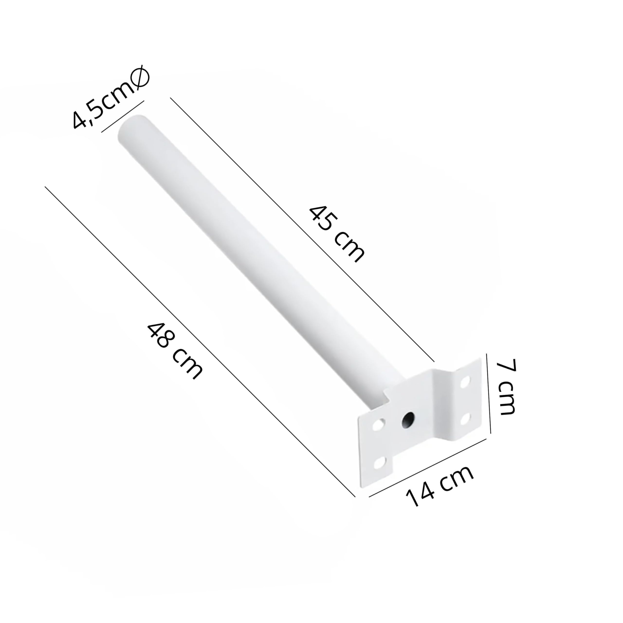YASTA Palo Per Lampione Solare 48 Cm Staffa Bianca Per Lampione Stradale Palo Antenna TV Supporto Per Faro Led Da Esterno Stradale Braccio Per Muro Parete (2)