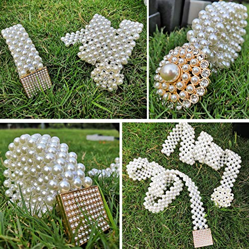 Dubulle Women’s Pearl Belts Elastic Bridal Sash Crystal lvory Bead Wedding Belt Sexy Bridesmaid Dress Girl Waist Chain4
