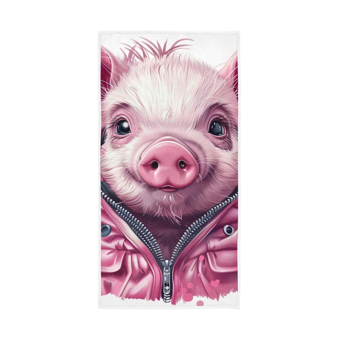 LSRCPD Cute Pig with Coat Hand Towel, Hand Towels and Washcloths for Bathroom 15 x 30 Inches